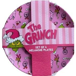 The Grinch Pink Melamine Plates Set of 4 – 8” Holiday Theme